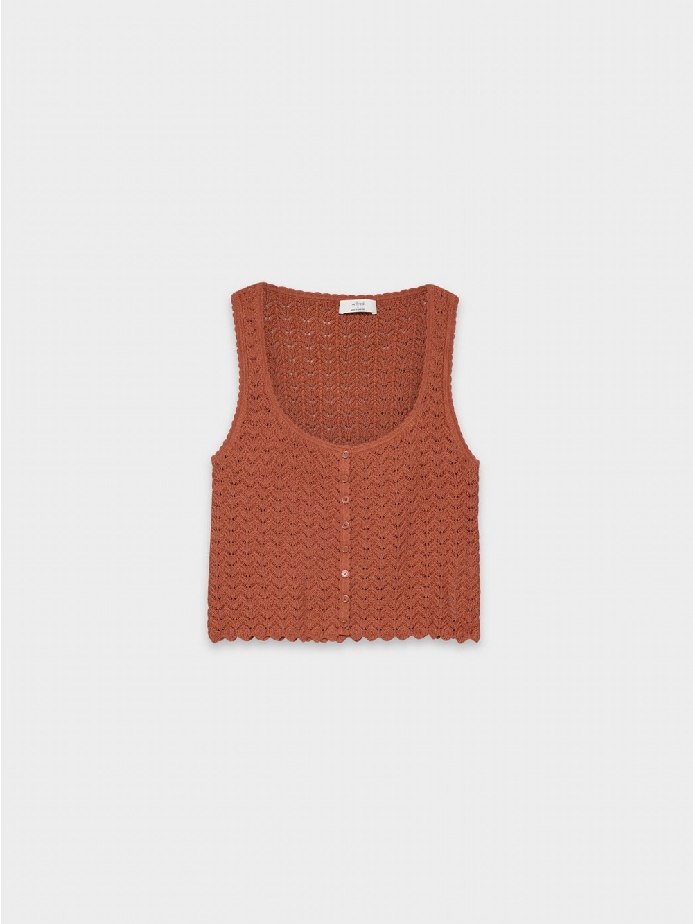 Wilfred Terracotta Crochet Button-Front Tank